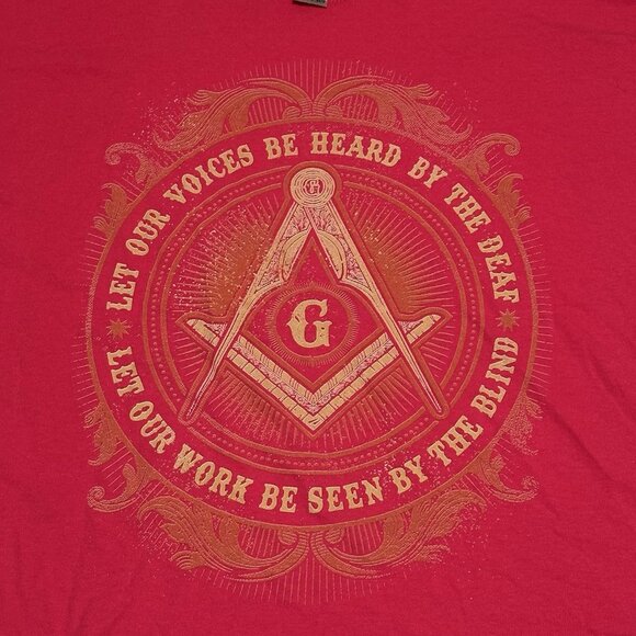Freemason Illuminati Square & Compass Men's 2XL Pink Genuine T-shirt RARE - Picture 3 of 9